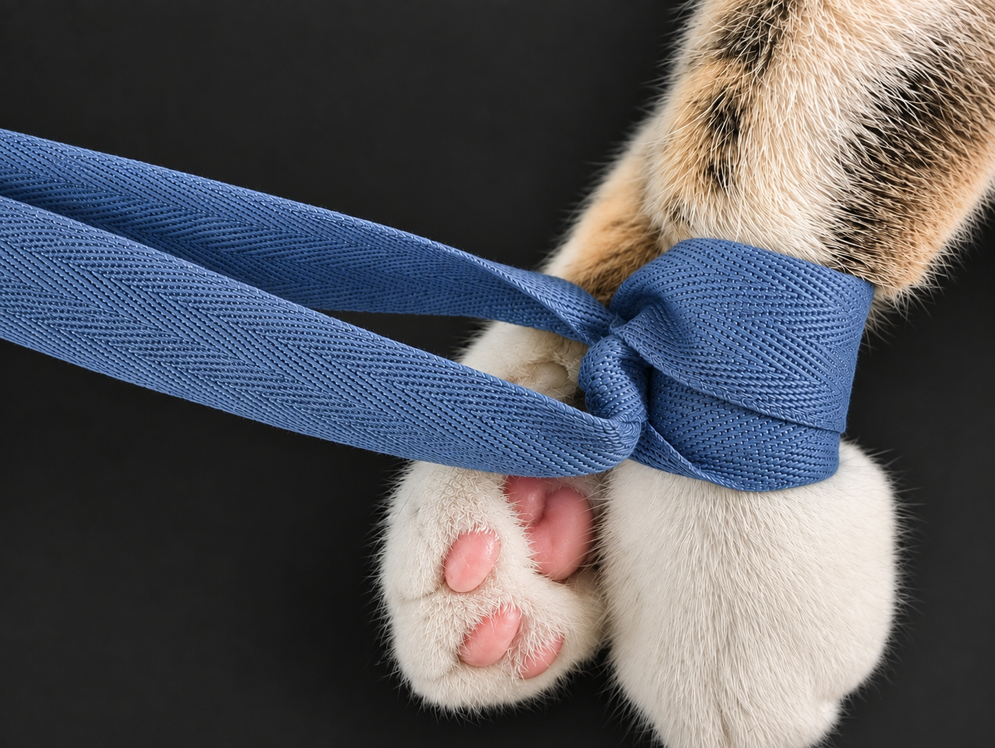 Lien PetTies utilisé pour la contention de la patte d'un chat
